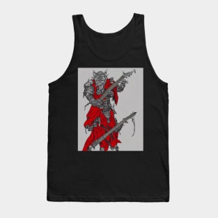 Bear Monster Playing Flaming Axe Bass Guitar Tank Top